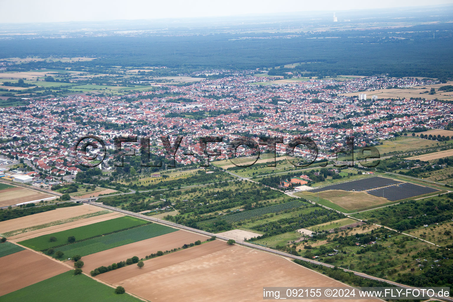 Haßloch in the state Rhineland-Palatinate, Germany from above