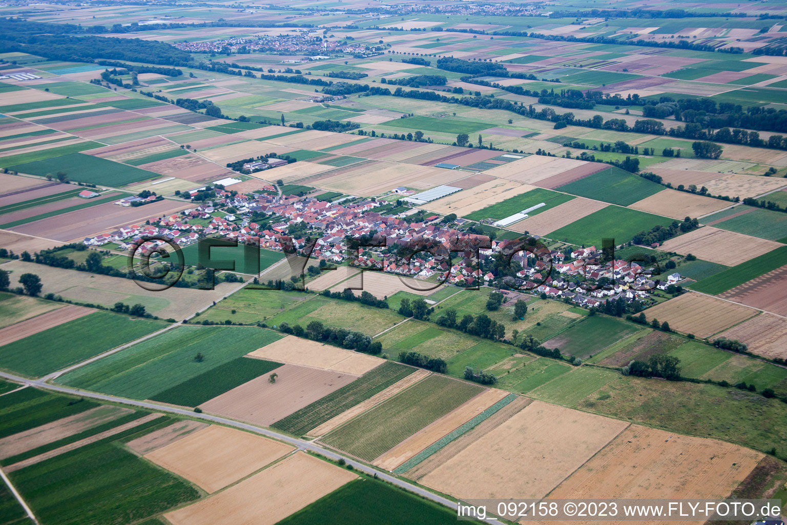 Aerial view of Böbingen in the state Rhineland-Palatinate, Germany