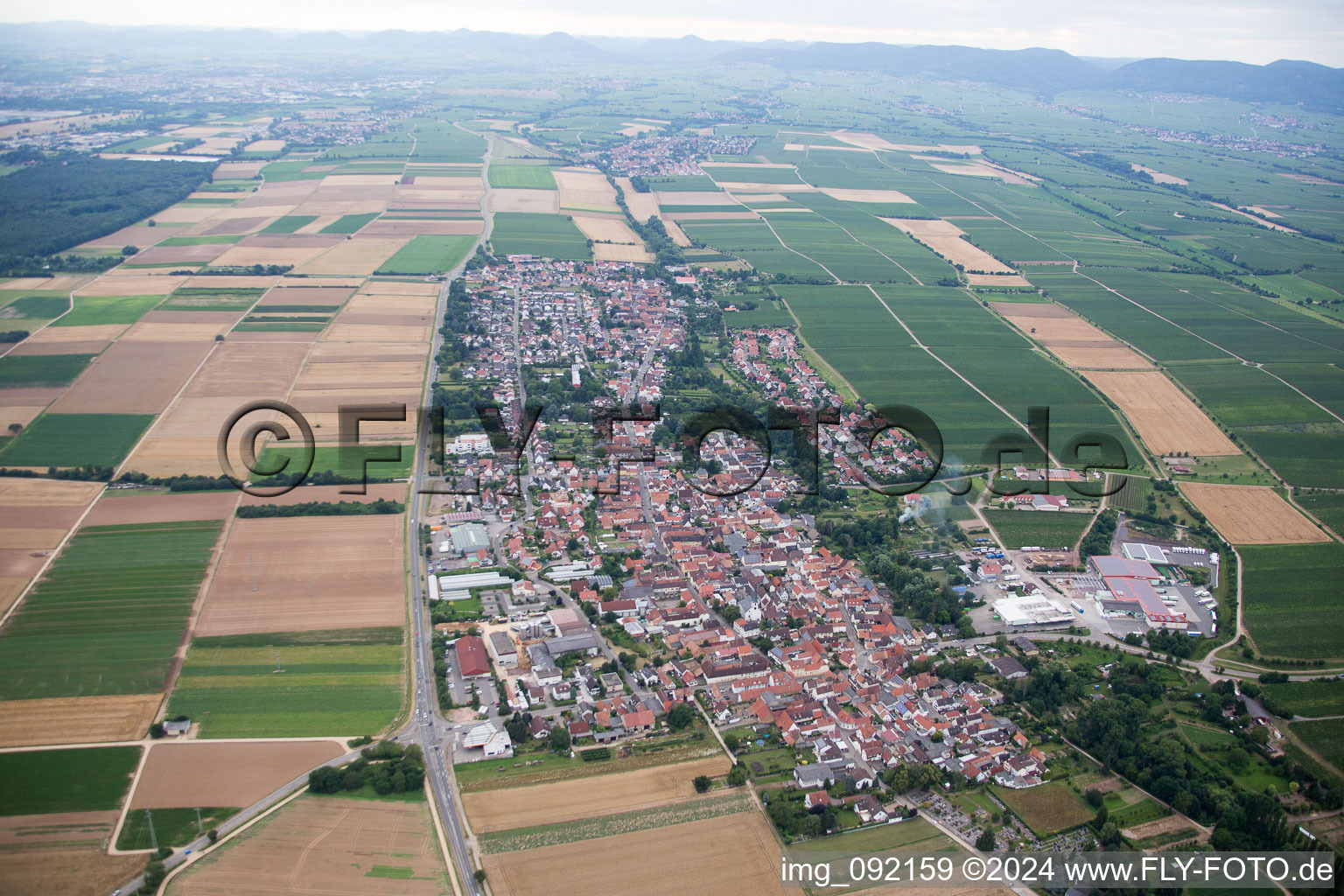 Oblique view of District Niederhochstadt in Hochstadt in the state Rhineland-Palatinate, Germany