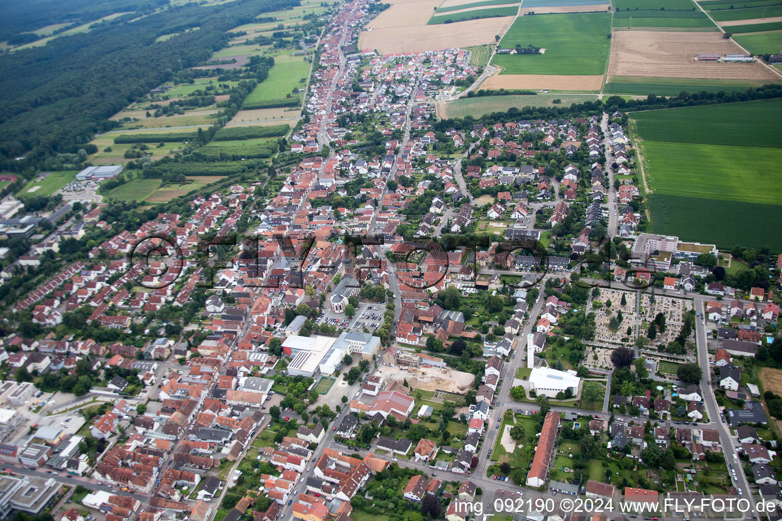 Kandel in the state Rhineland-Palatinate, Germany from the plane