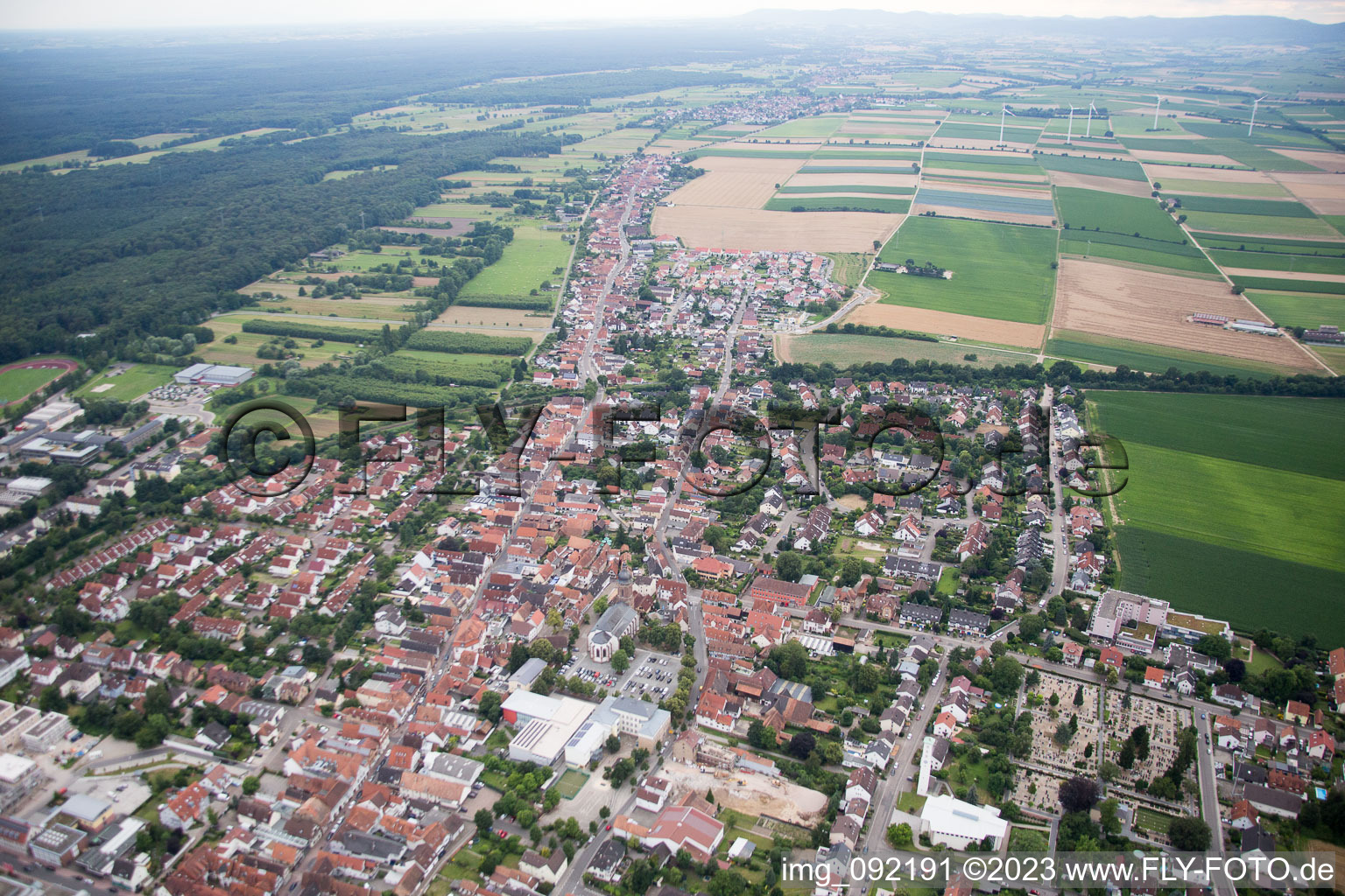 Bird's eye view of Kandel in the state Rhineland-Palatinate, Germany