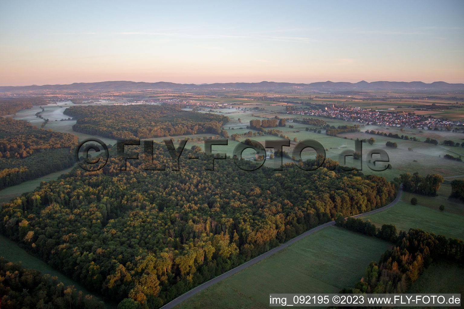 Drone recording of Minfeld in the state Rhineland-Palatinate, Germany