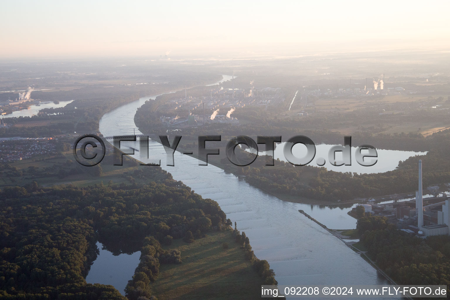 Aerial view of KA Rheinhafen from south in the district Rheinhafen in Karlsruhe in the state Baden-Wuerttemberg, Germany