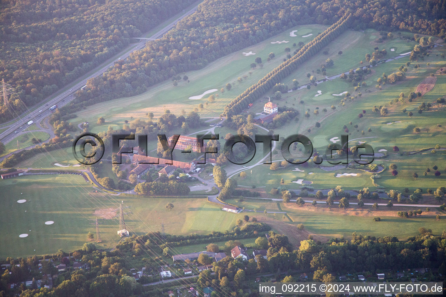 Aerial photograpy of KA Golf Club Scheibenhardt in the district Beiertheim-Bulach in Karlsruhe in the state Baden-Wuerttemberg, Germany