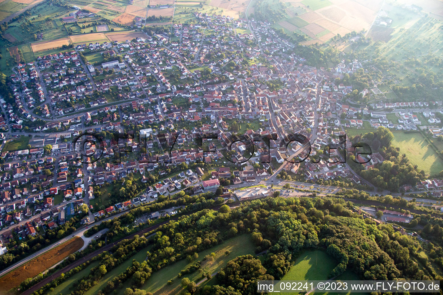 Aerial view of District Königsbach in Königsbach-Stein in the state Baden-Wuerttemberg, Germany