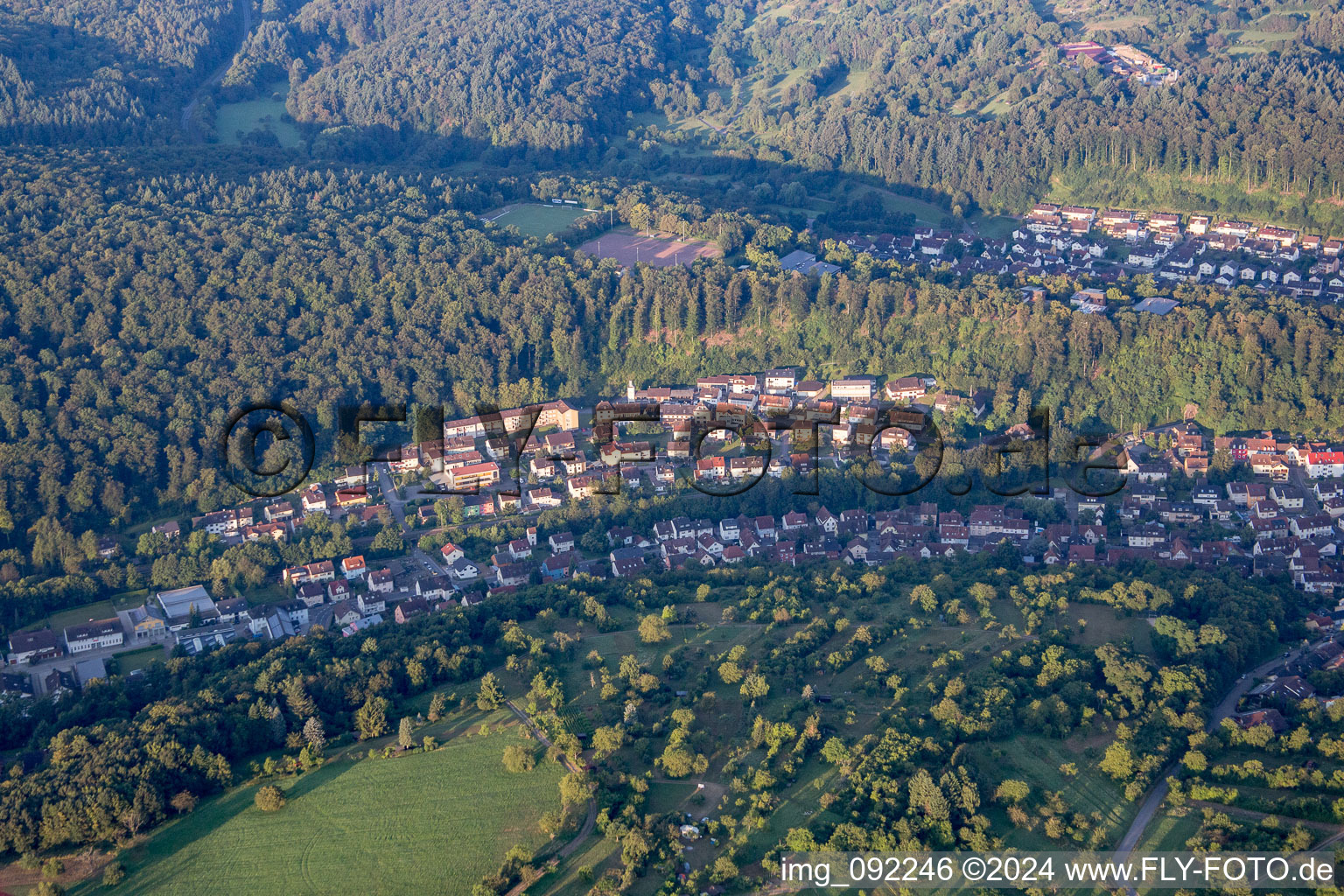 Aerial view of District Ersingen in Kämpfelbach in the state Baden-Wuerttemberg, Germany