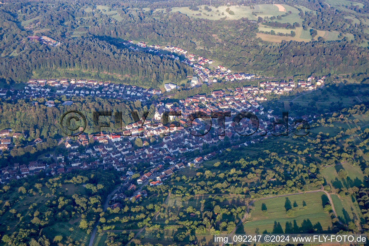 Aerial view of Ersingen in the state Baden-Wuerttemberg, Germany