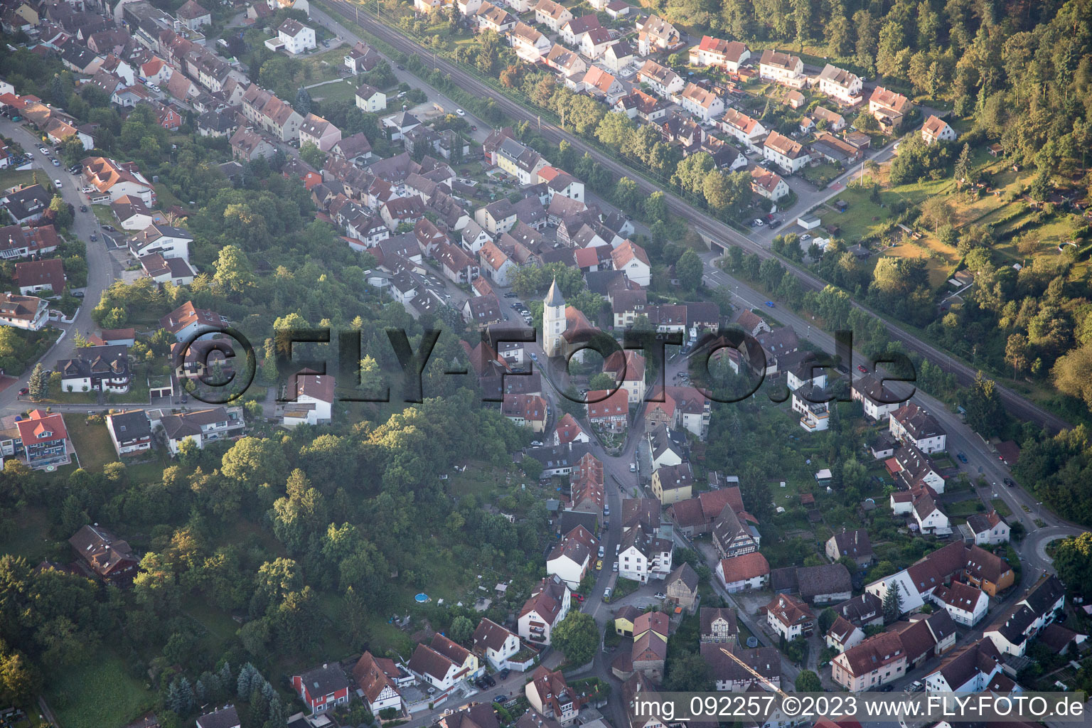 Ispringen in the state Baden-Wuerttemberg, Germany from above