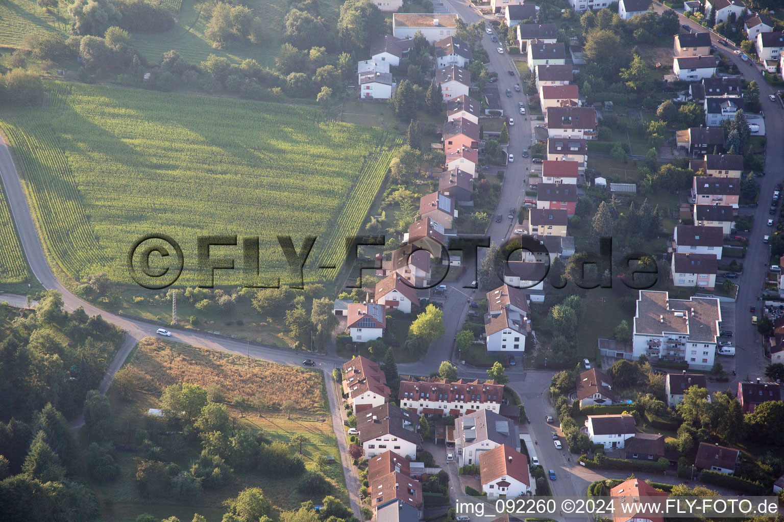 Ispringen in the state Baden-Wuerttemberg, Germany from the plane