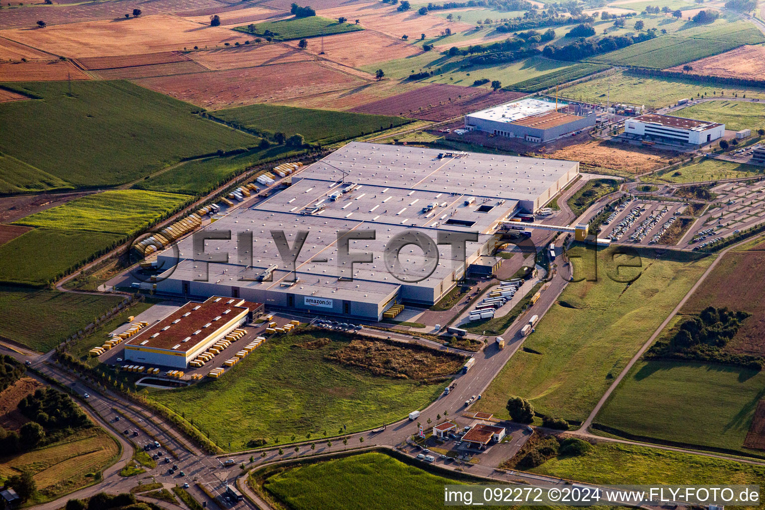 Aerial view of North, Amazon Fulfillment Center in Pforzheim in the state Baden-Wuerttemberg, Germany