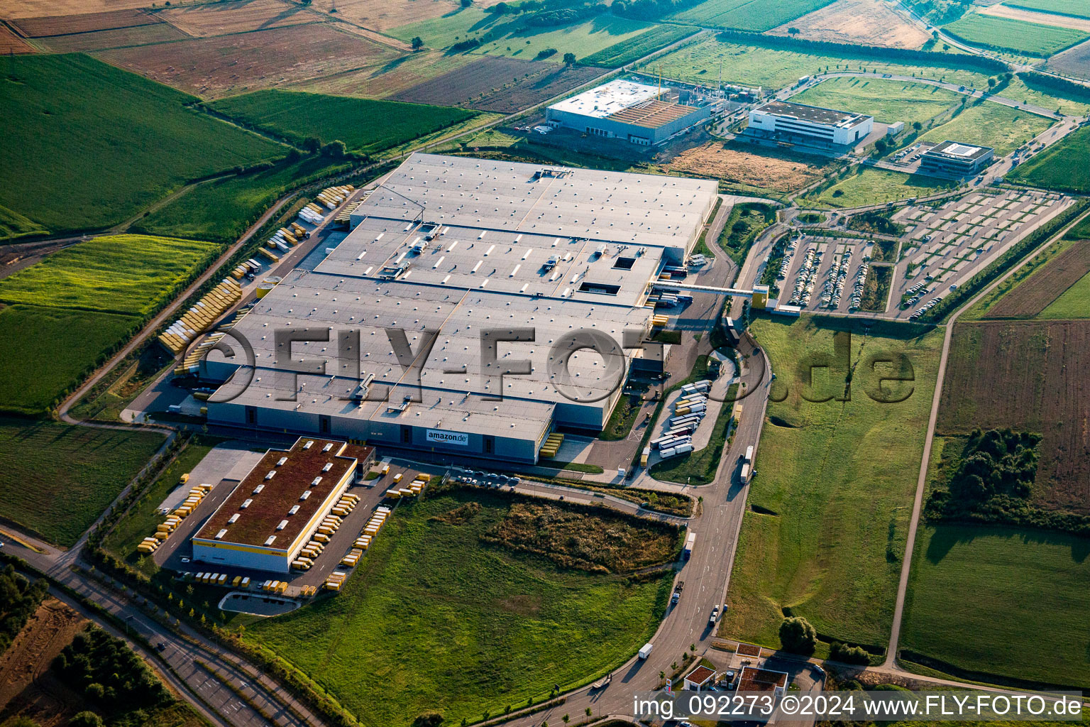 Aerial photograpy of North, Amazon Fulfillment Center in Pforzheim in the state Baden-Wuerttemberg, Germany