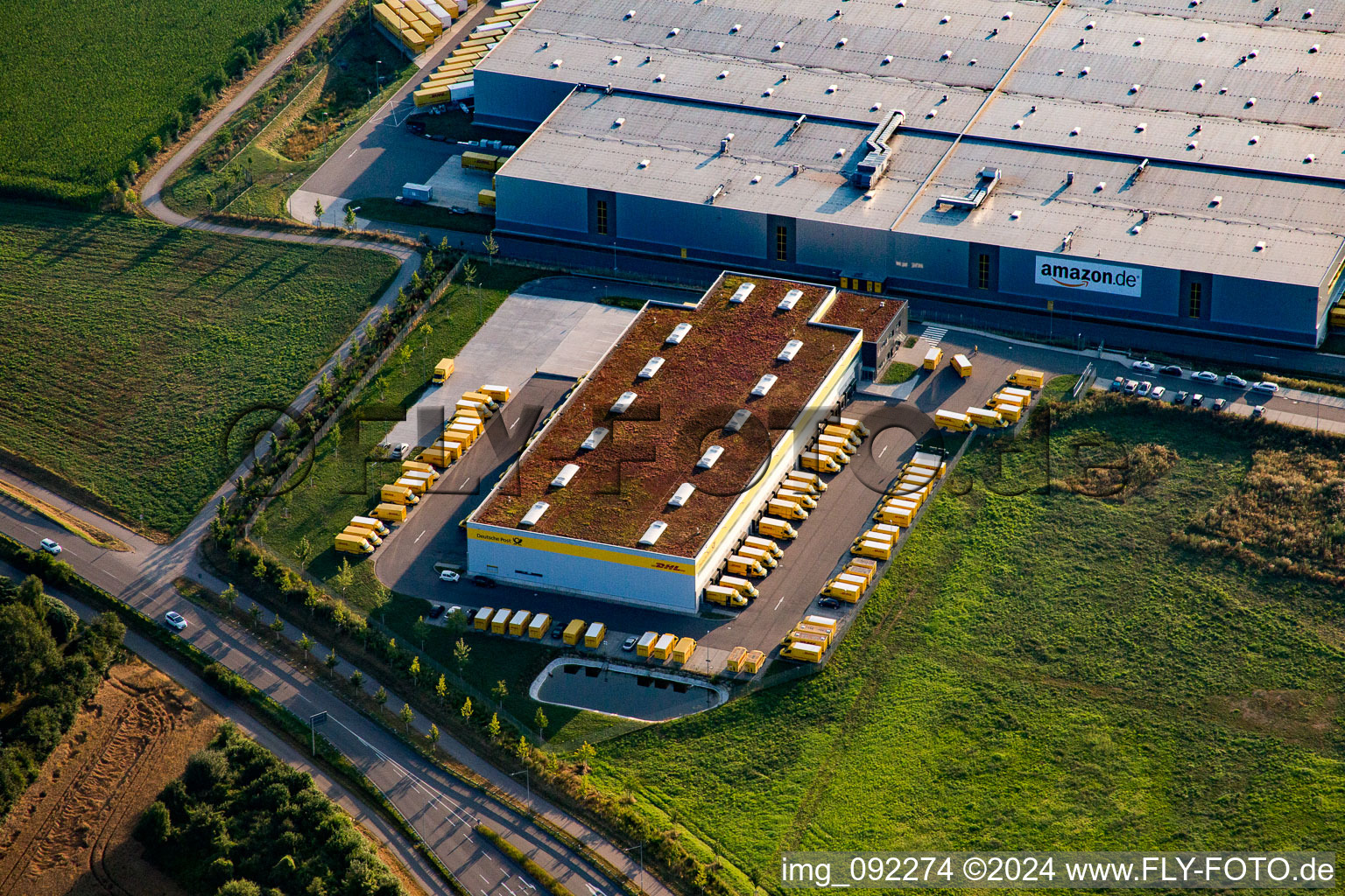 Oblique view of North, Amazon Fulfillment Center in Pforzheim in the state Baden-Wuerttemberg, Germany