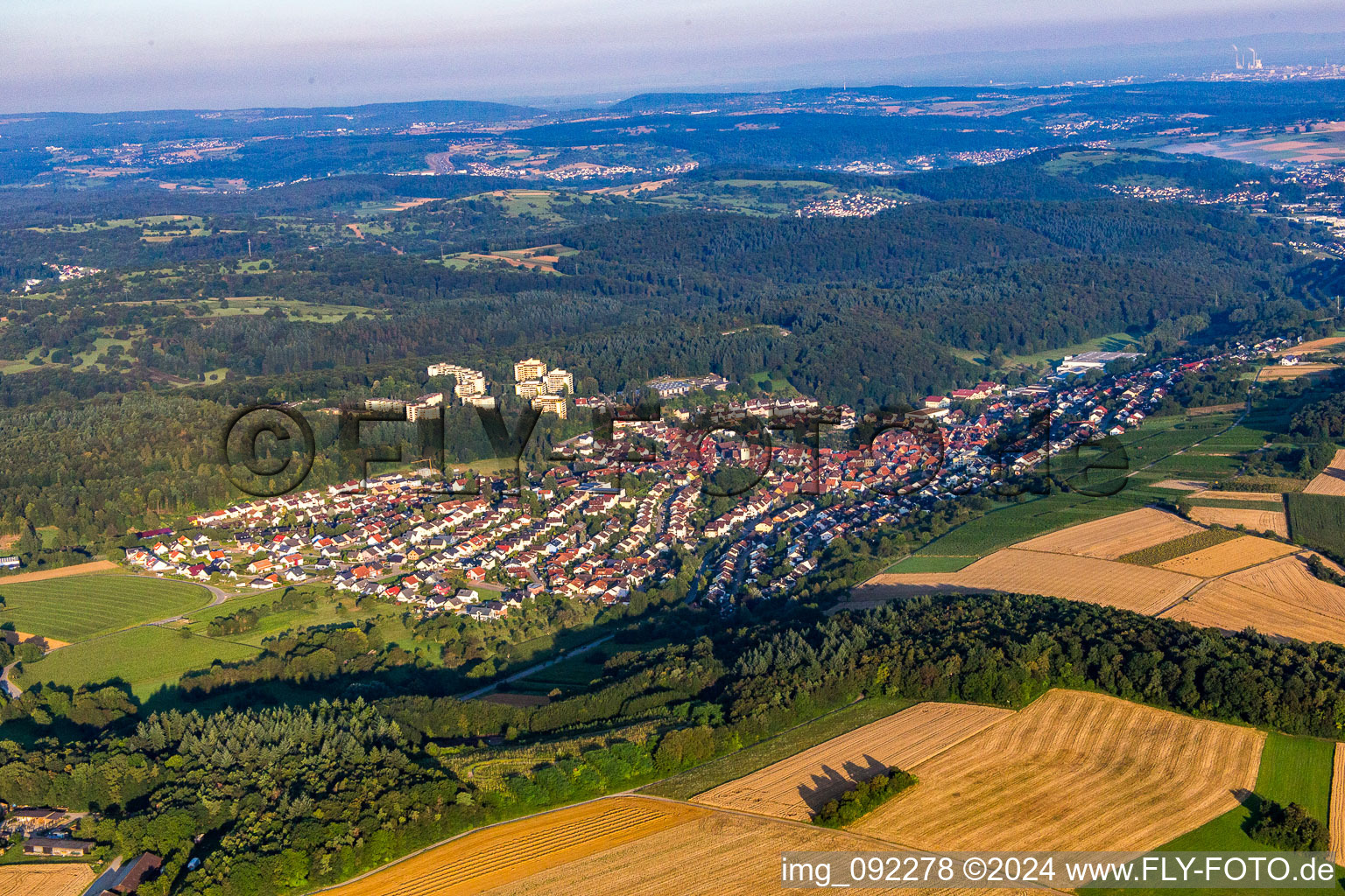 Town View of the streets and houses of the residential areas in Eisingen in the state Baden-Wurttemberg