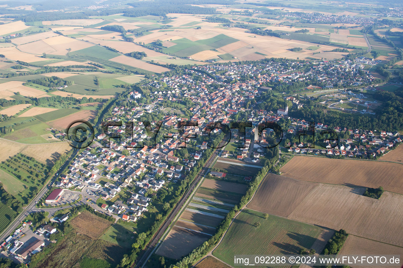 Aerial view of Gondelsheim in the state Baden-Wuerttemberg, Germany