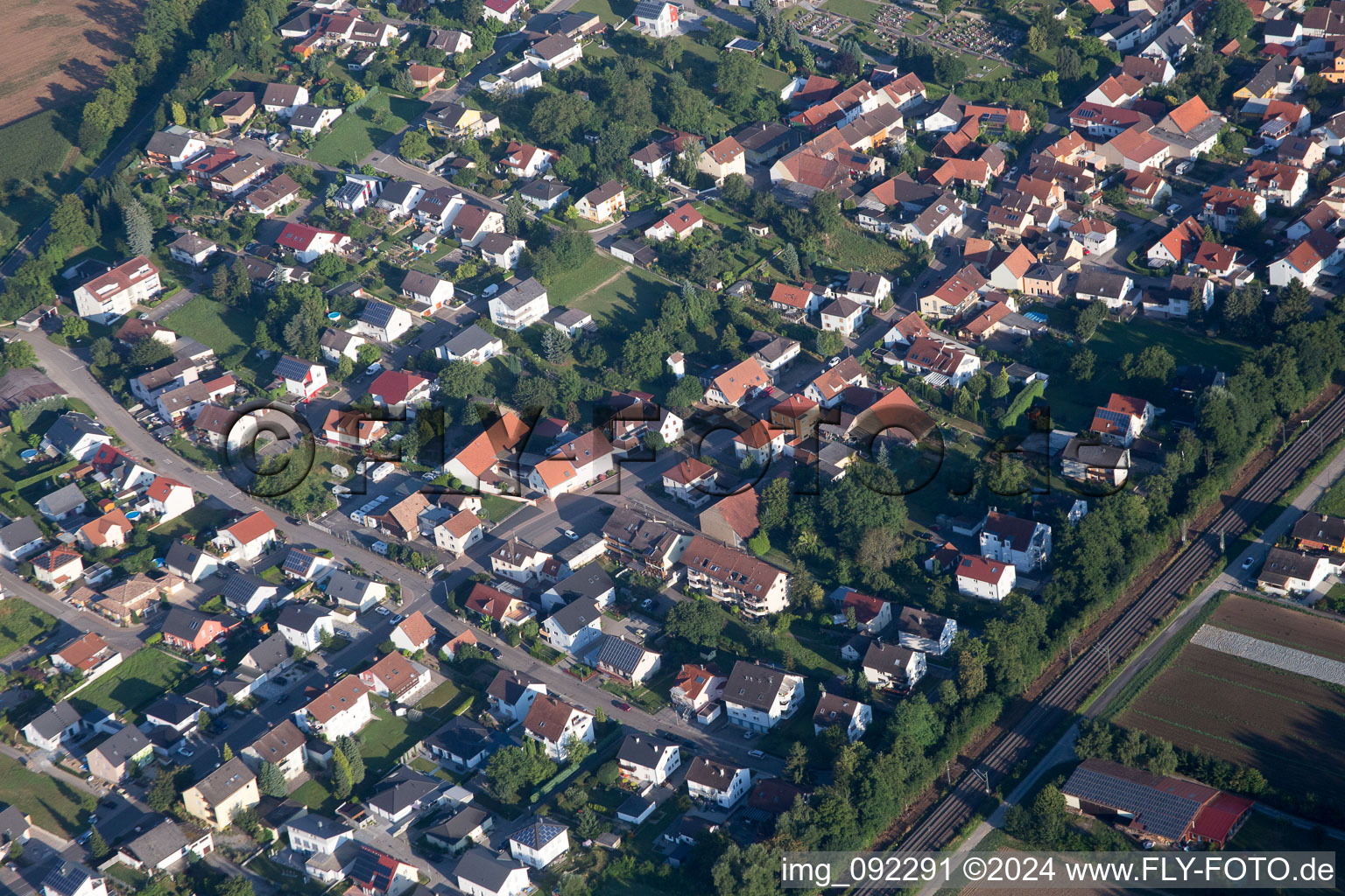 Oblique view of Gondelsheim in the state Baden-Wuerttemberg, Germany