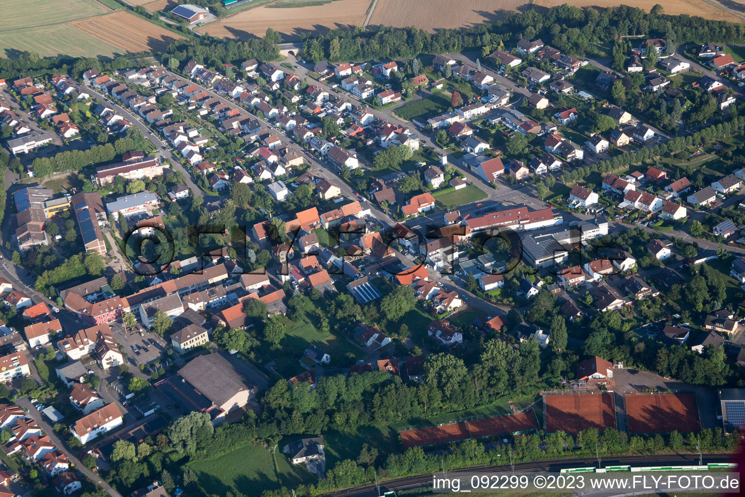 Bird's eye view of Gondelsheim in the state Baden-Wuerttemberg, Germany