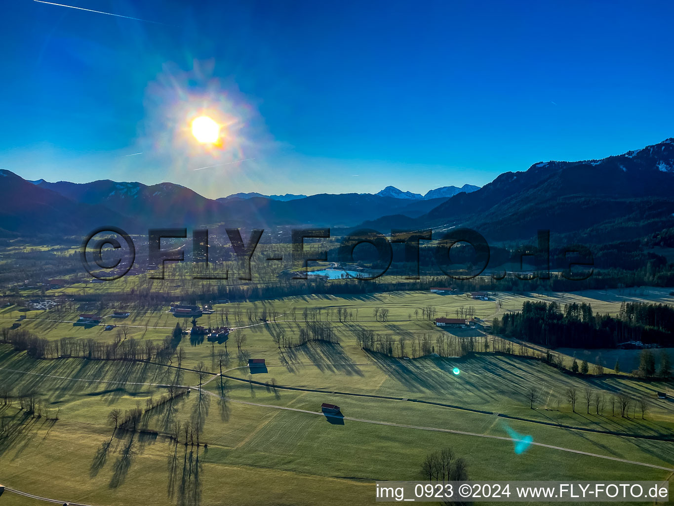 Aerial view of District Arzbach in Wackersberg in the state Bavaria, Germany