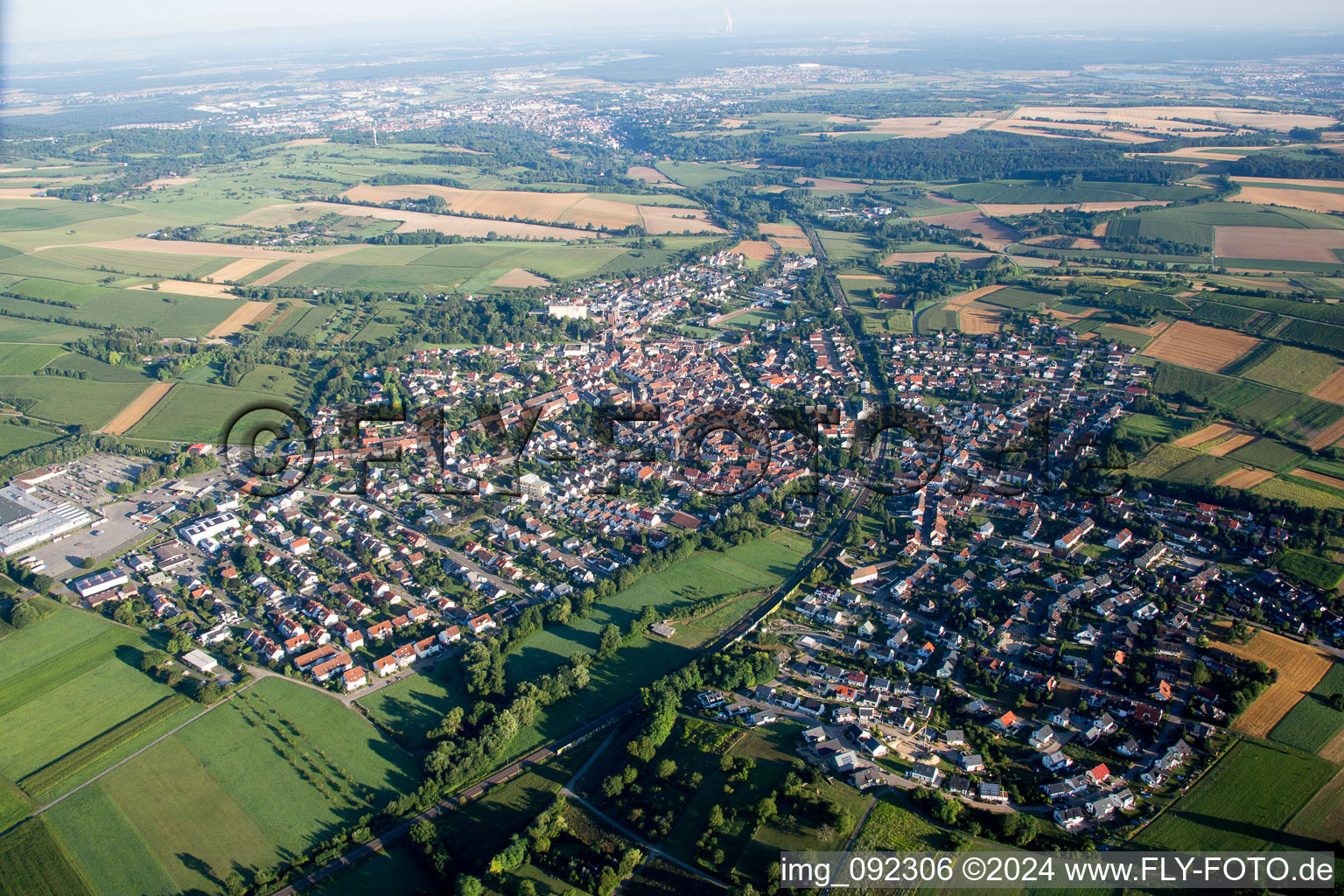 Aerial view of District Heidelsheim in Bruchsal in the state Baden-Wuerttemberg, Germany