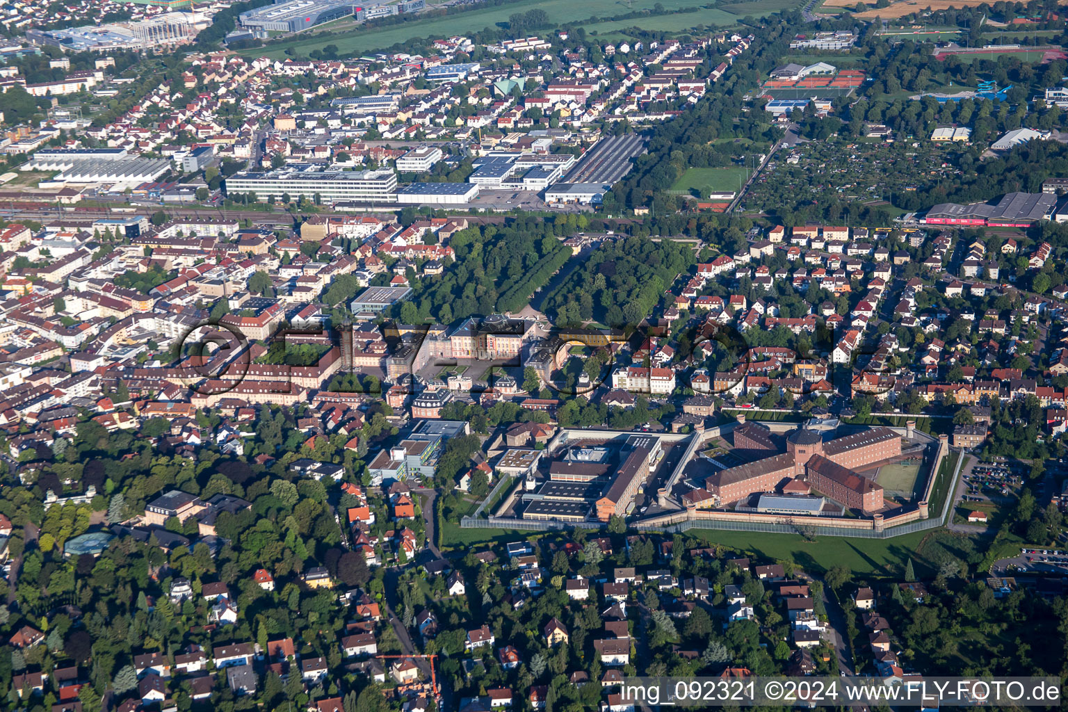 Prison from the east in Bruchsal in the state Baden-Wuerttemberg, Germany