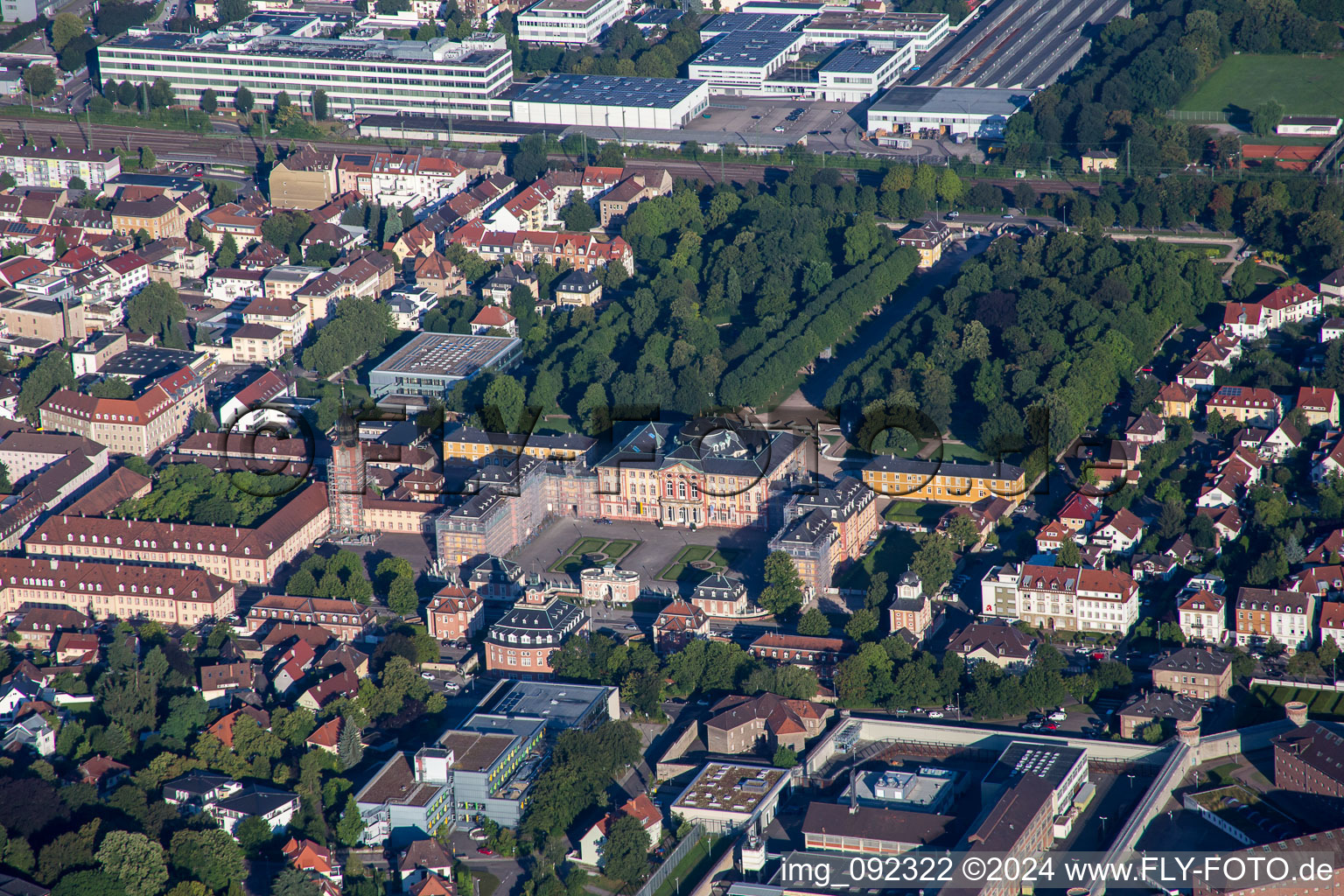 Castle from the east in Bruchsal in the state Baden-Wuerttemberg, Germany