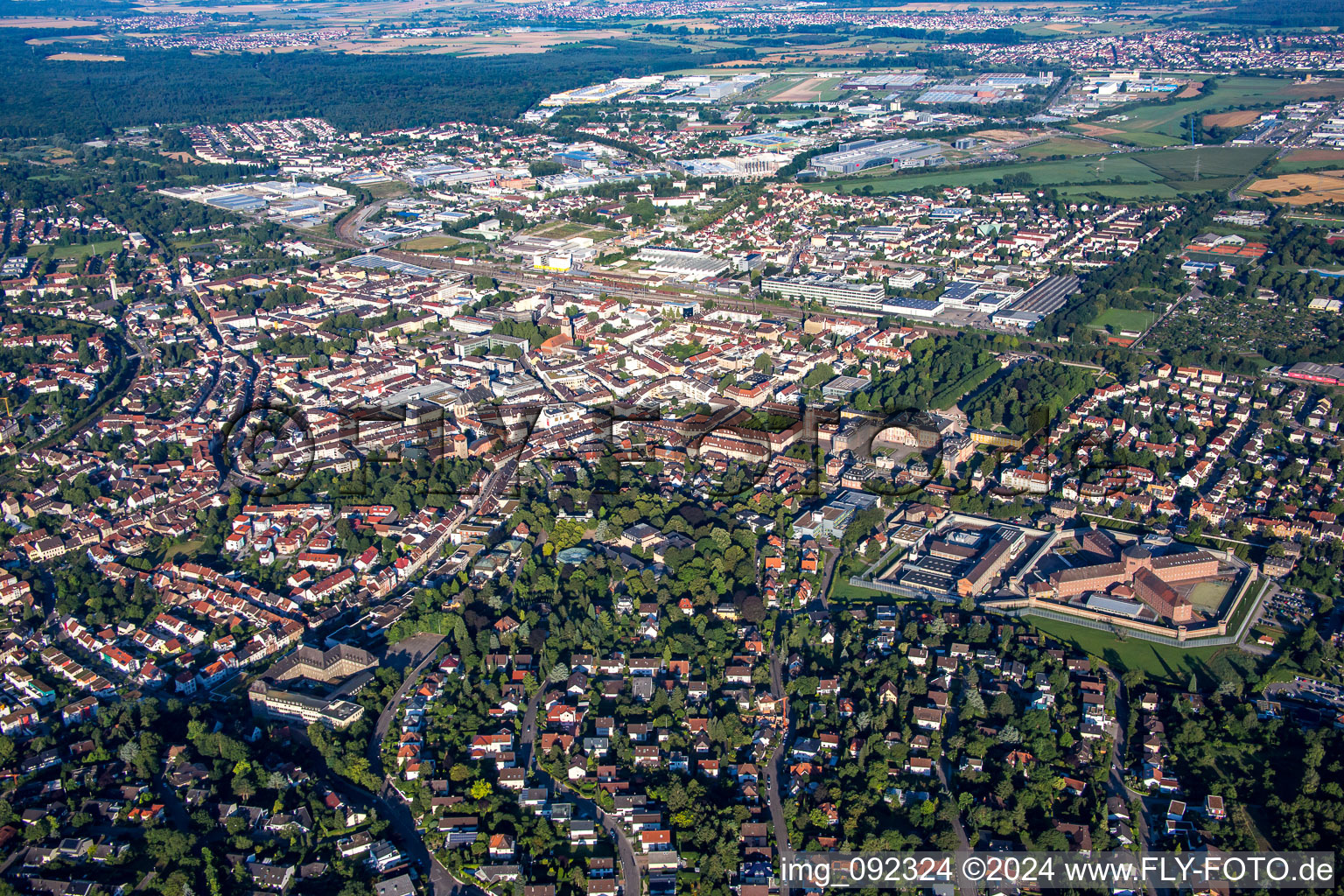 Aerial view of From northeast in Bruchsal in the state Baden-Wuerttemberg, Germany