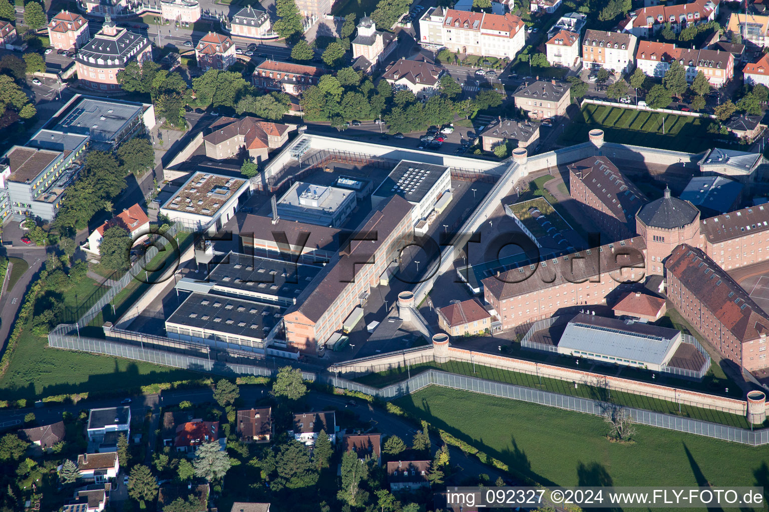 Aerial view of Northeastern correctional facility in Bruchsal in the state Baden-Wuerttemberg, Germany