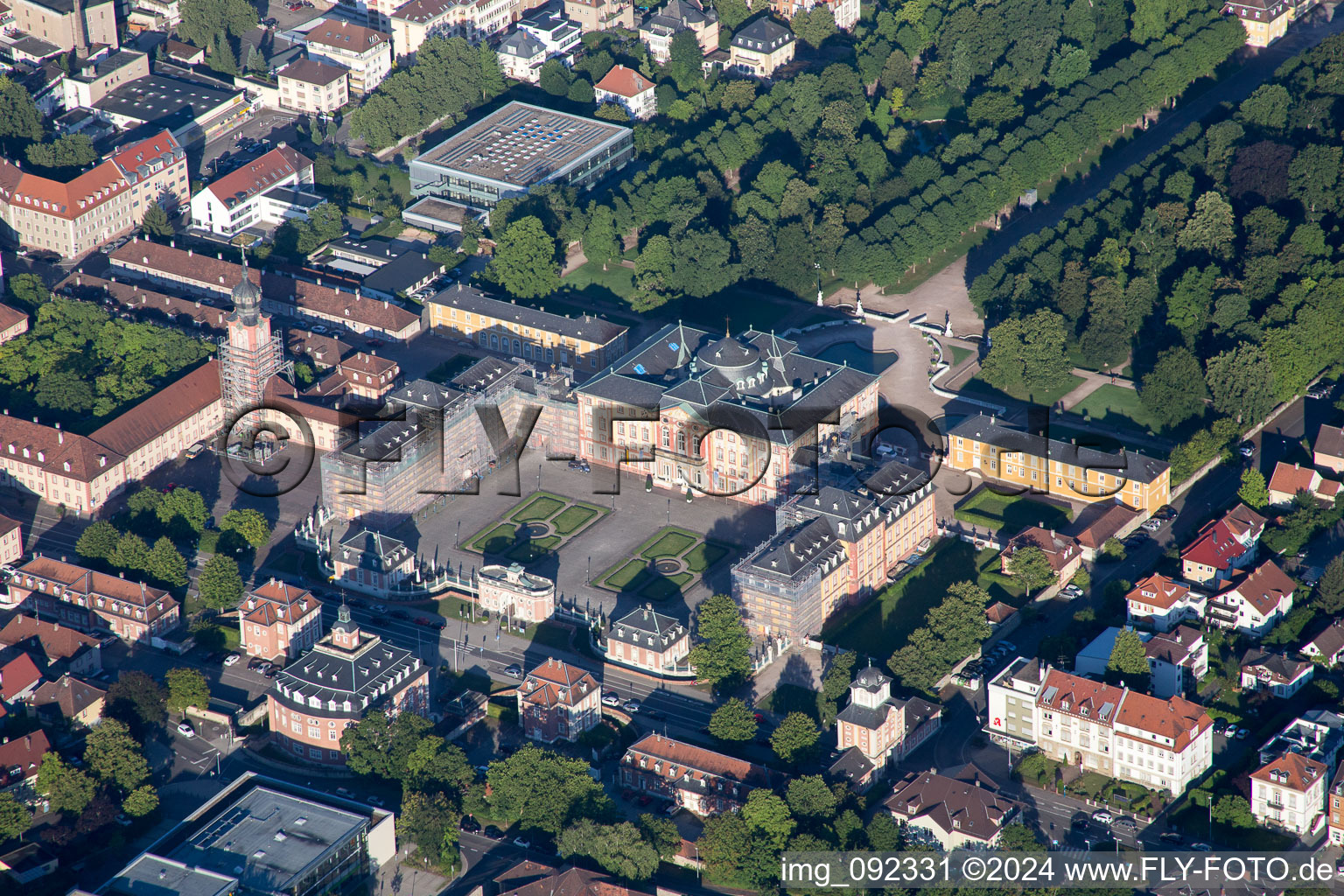 Building complex in the park of the baroque castle Schloss Bruchsal in Bruchsal in the state Baden-Wurttemberg