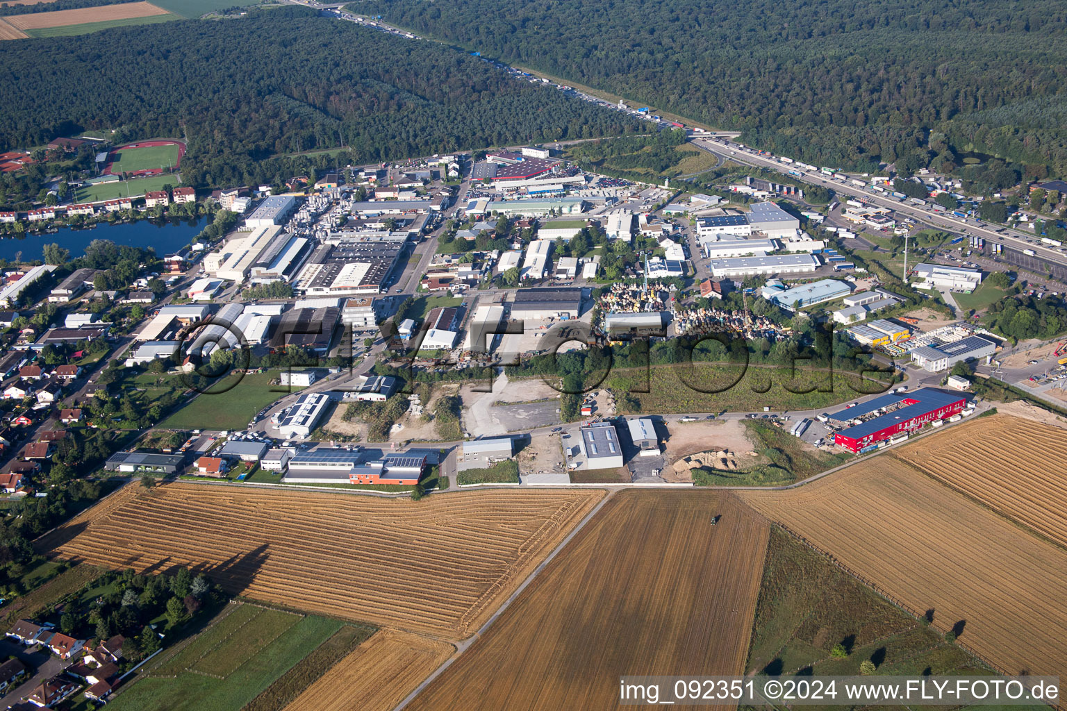 Forst in the state Baden-Wuerttemberg, Germany from above