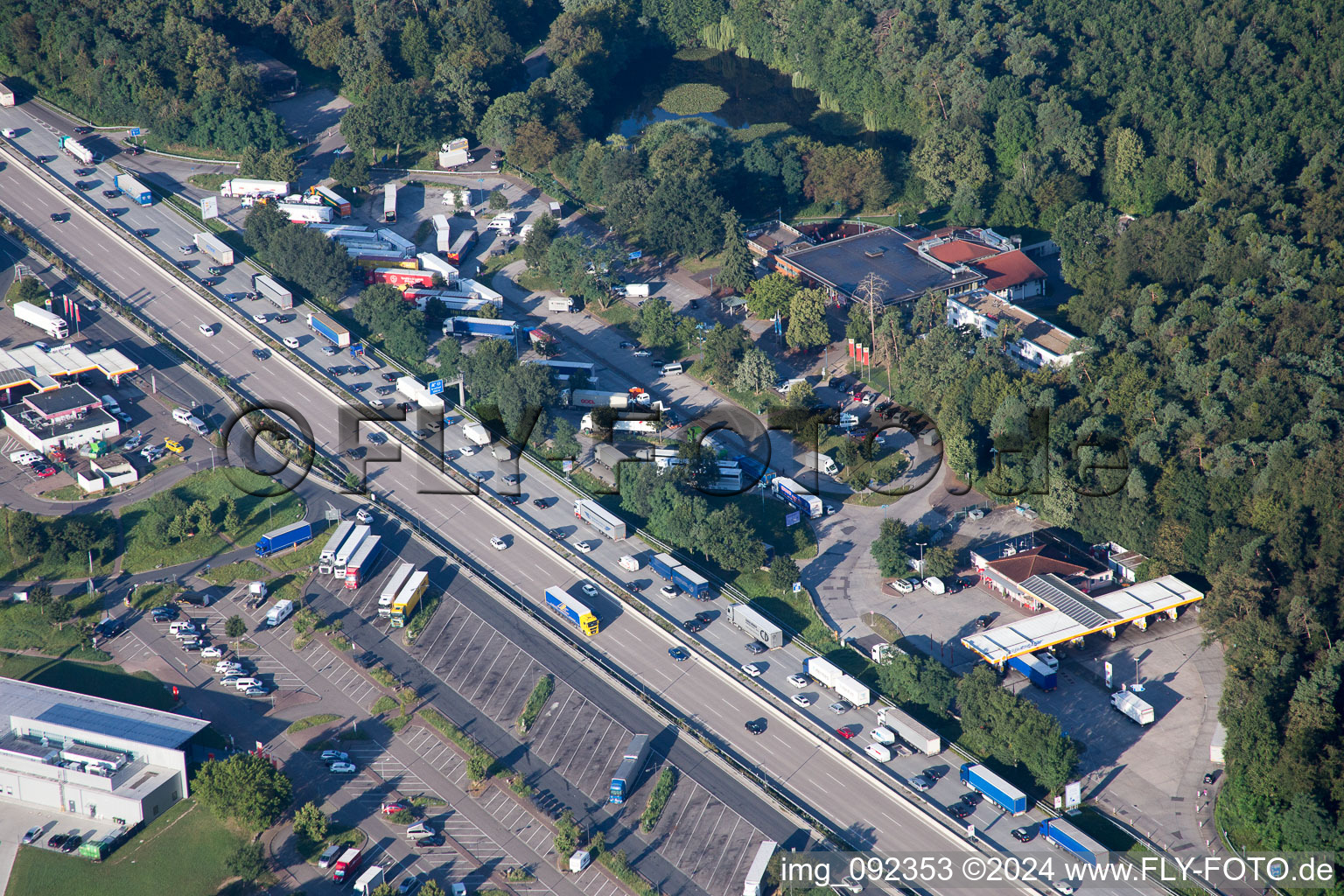 Motorway service area on the edge of the course of BAB highway A5 (Serways Hotel Bruchsal West) in Forst in the state Baden-Wurttemberg, Germany