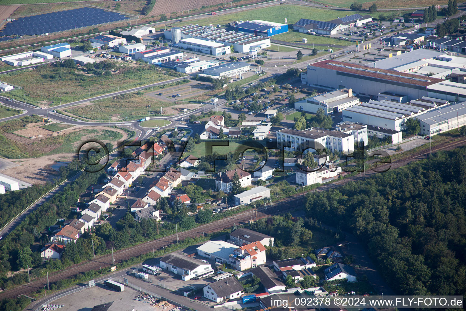 Aerial view of Waghäusel in the state Baden-Wuerttemberg, Germany