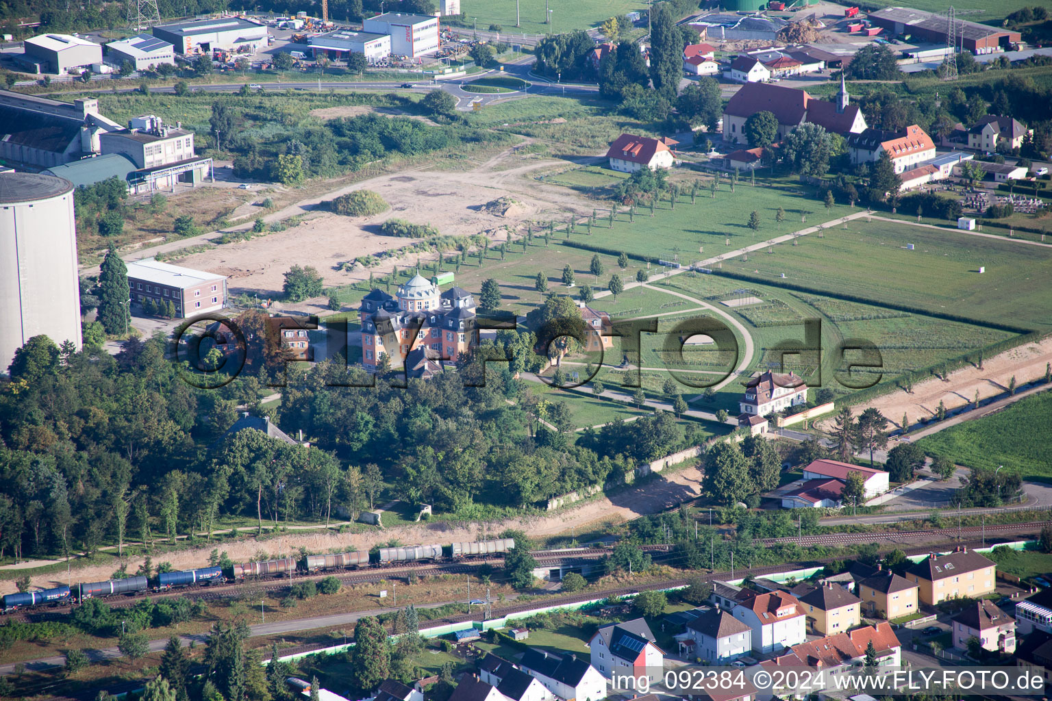 Waghäusel in the state Baden-Wuerttemberg, Germany seen from above