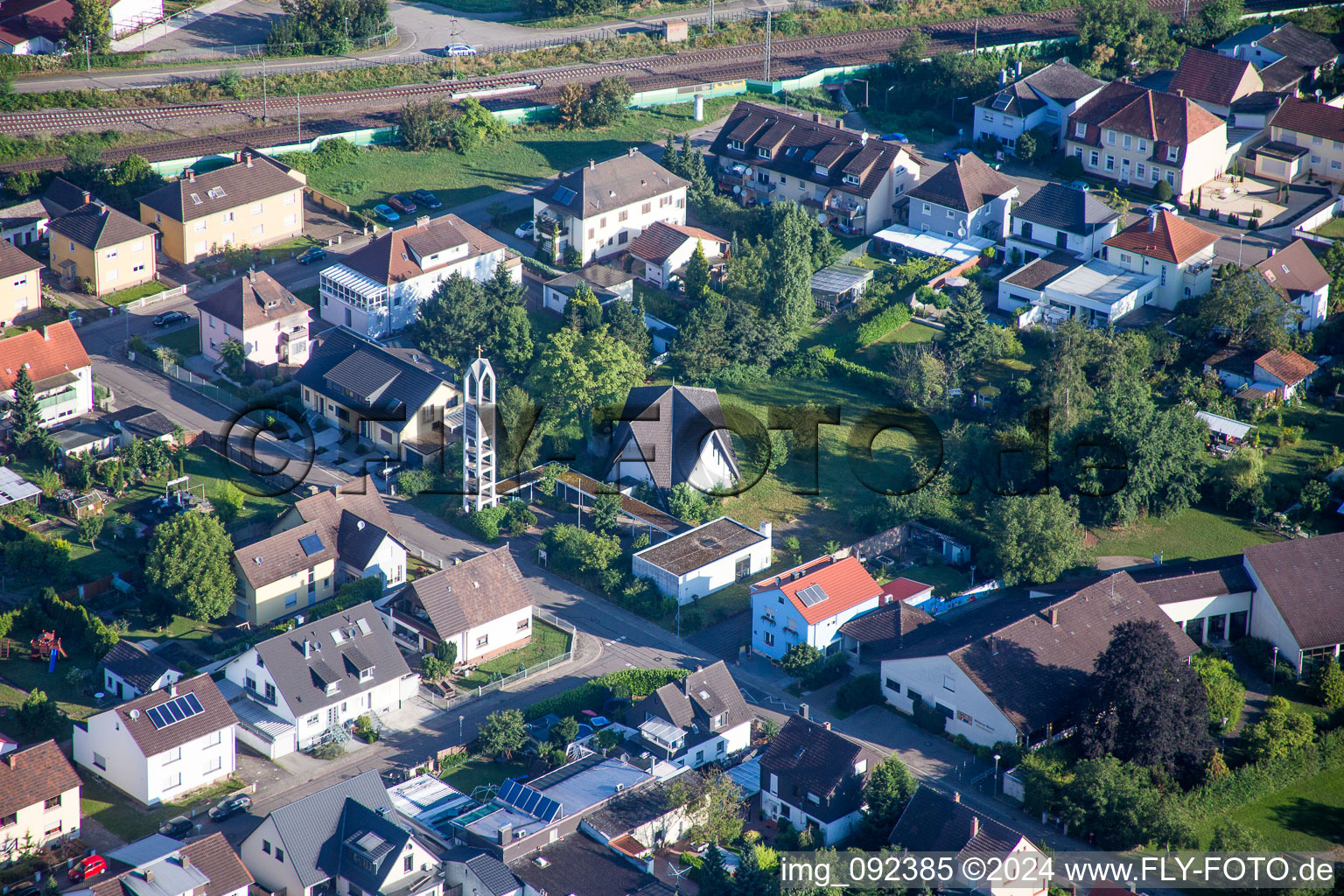 Church building in the Bonhoeffer-street in Waghaeusel in the state Baden-Wurttemberg, Germany