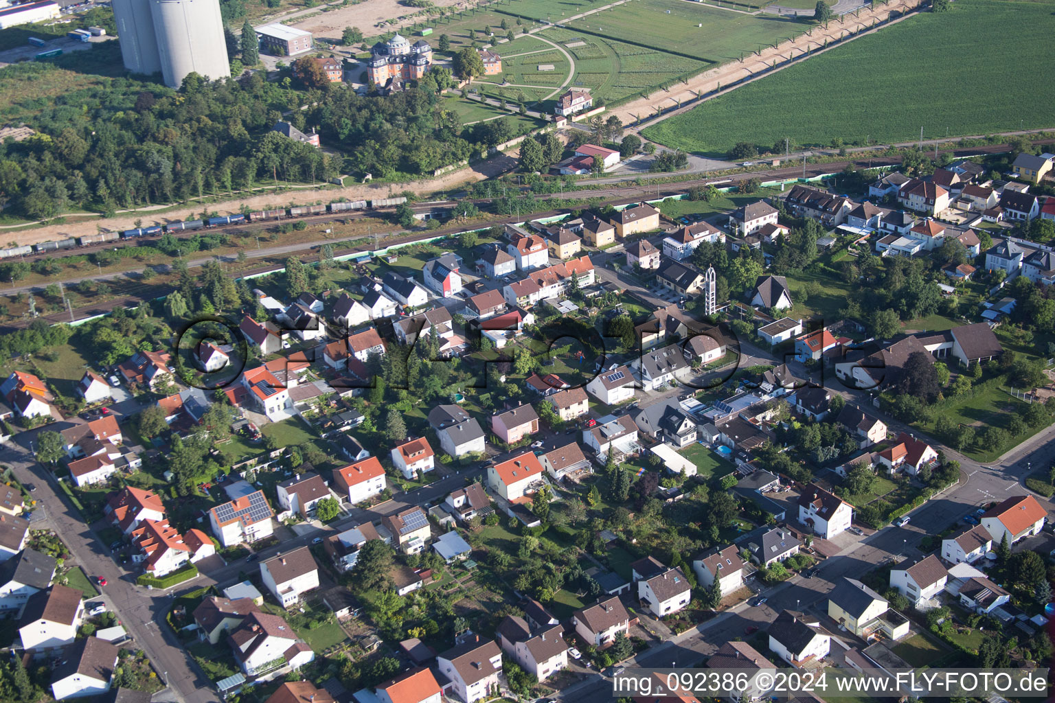 Waghäusel in the state Baden-Wuerttemberg, Germany from the plane