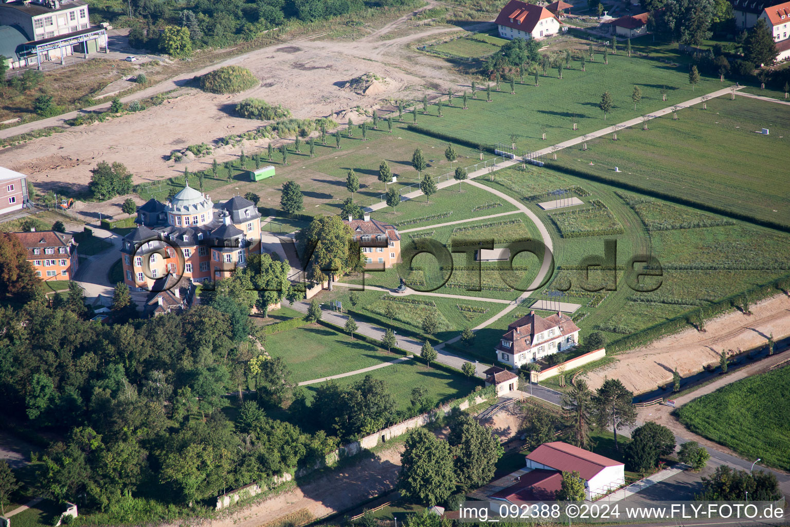 Bird's eye view of Waghäusel in the state Baden-Wuerttemberg, Germany