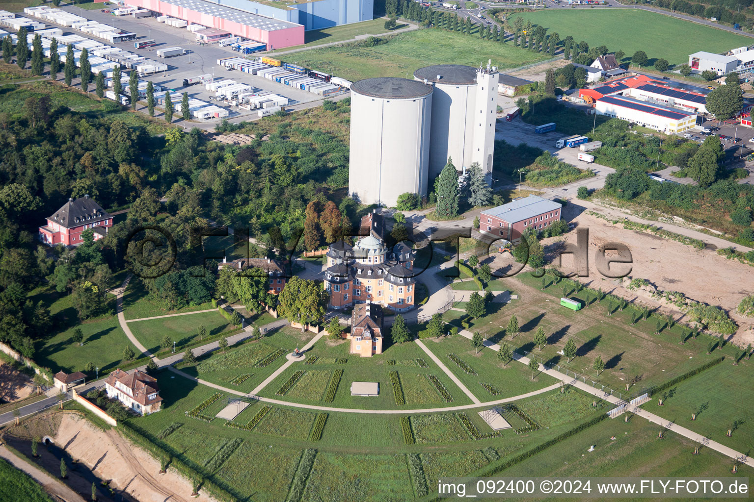 Oblique view of Waghäusel in the state Baden-Wuerttemberg, Germany