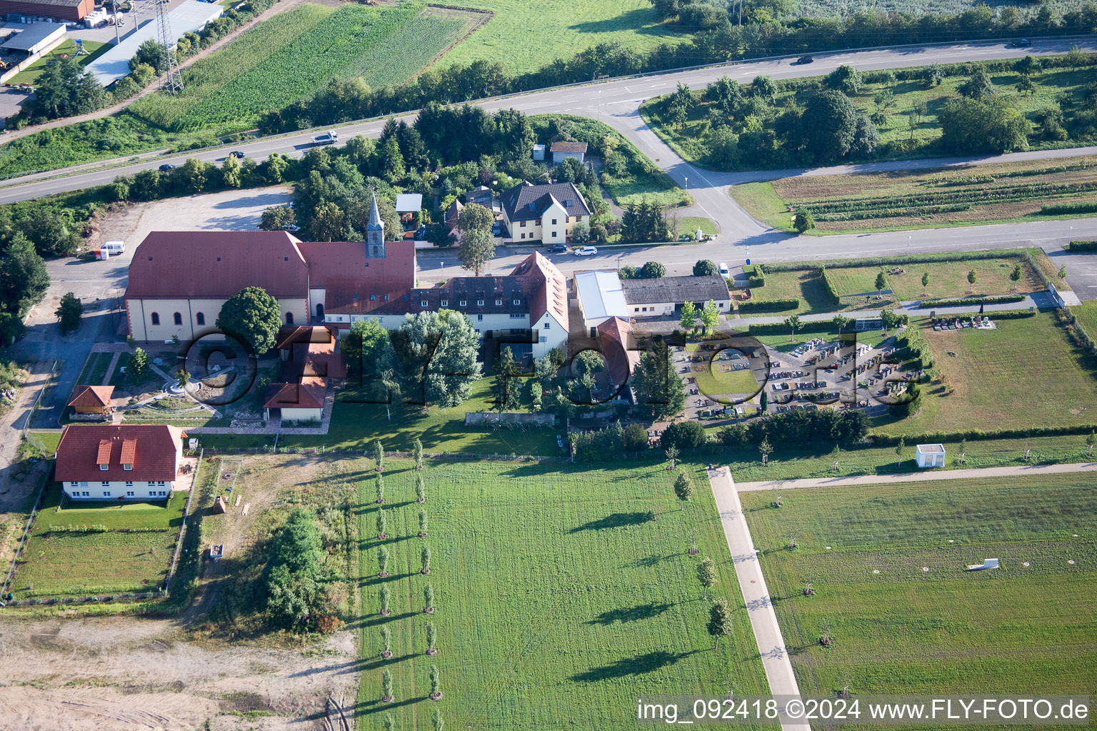 Waghäusel in the state Baden-Wuerttemberg, Germany seen from above