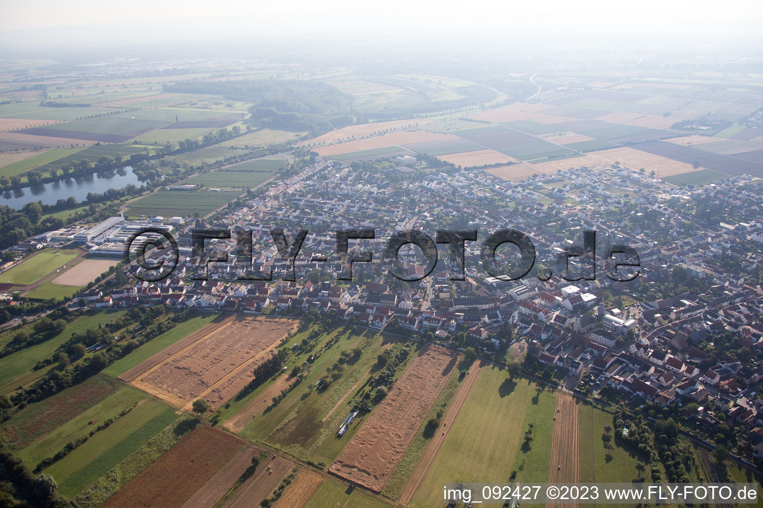 Aerial view of Altlußheim in the state Baden-Wuerttemberg, Germany