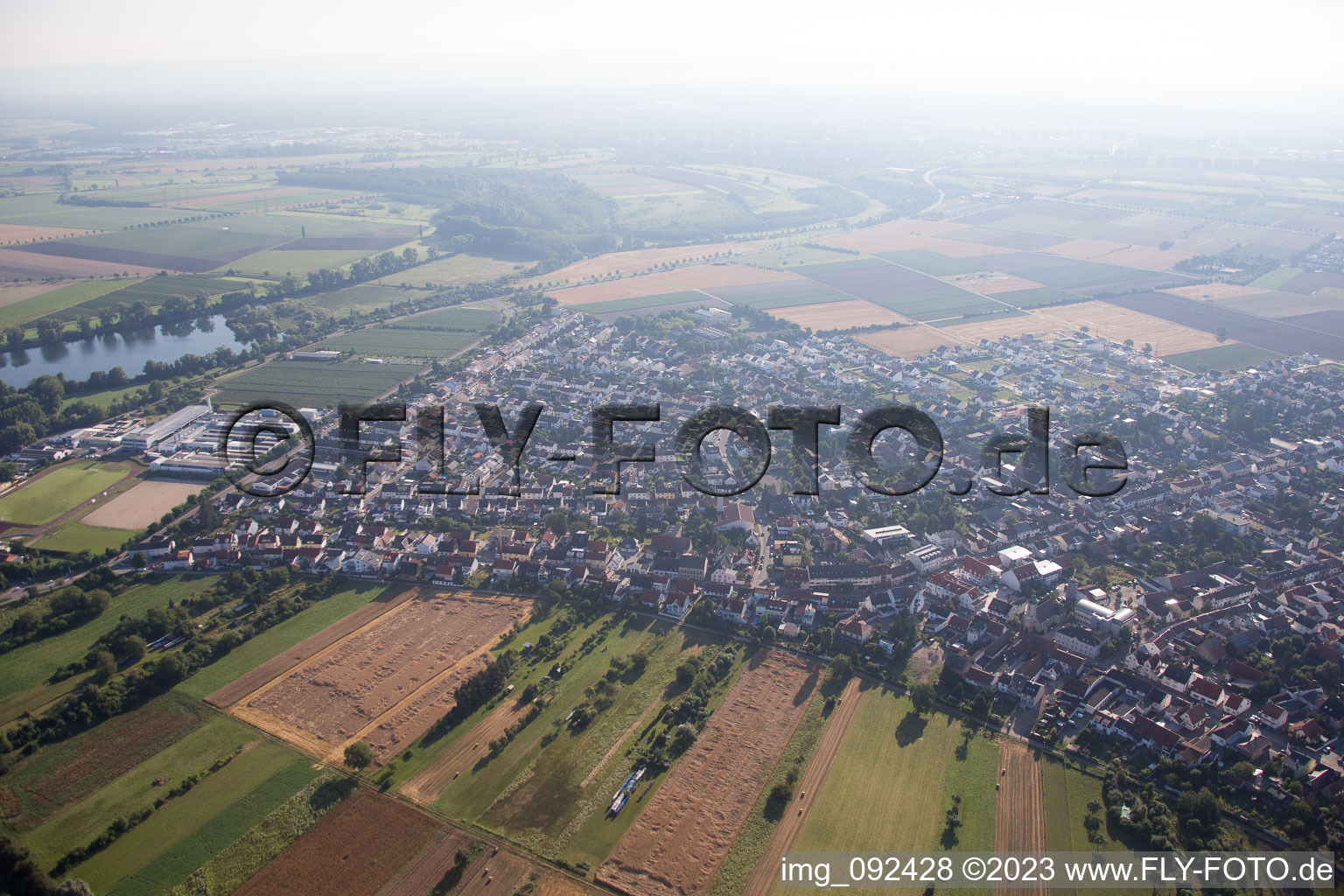 Aerial photograpy of Altlußheim in the state Baden-Wuerttemberg, Germany
