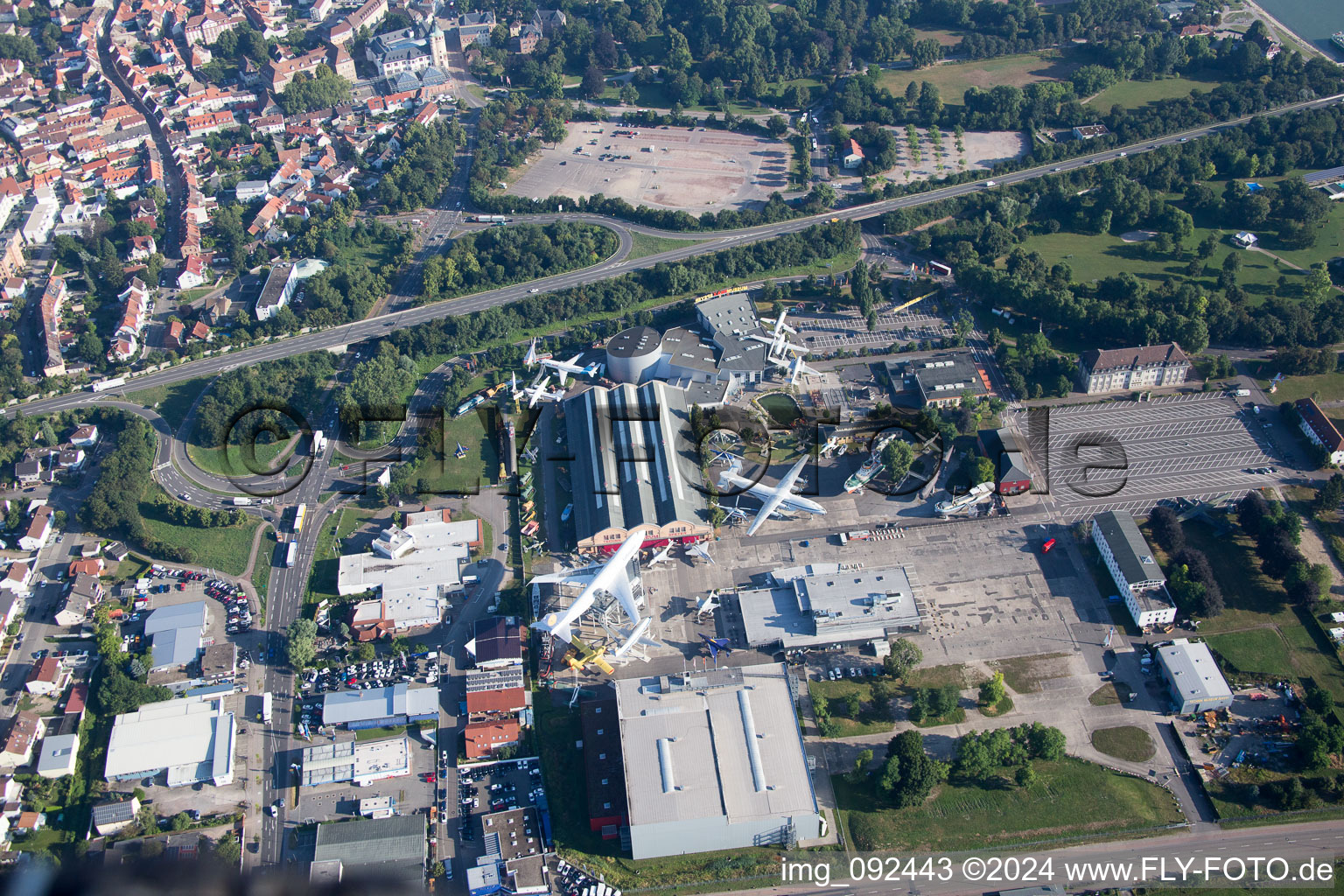 Oblique view of Transport Museum in Speyer in the state Rhineland-Palatinate, Germany