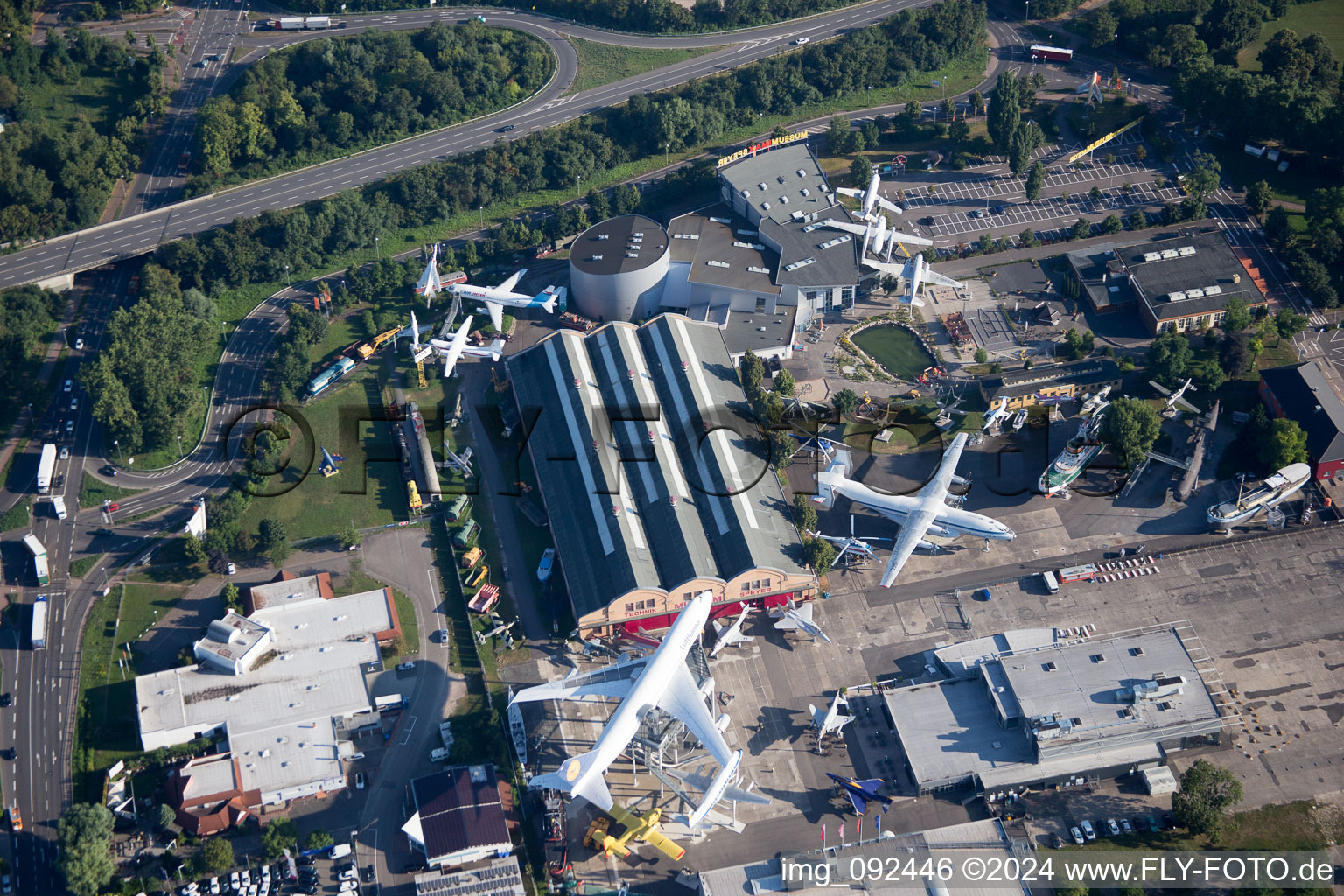 Transport Museum in Speyer in the state Rhineland-Palatinate, Germany from above