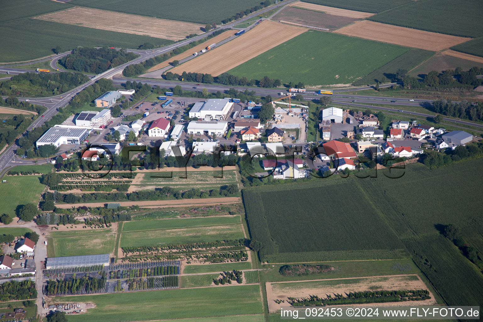 Werkstrasse Industrial Area in the district Berghausen in Römerberg in the state Rhineland-Palatinate, Germany