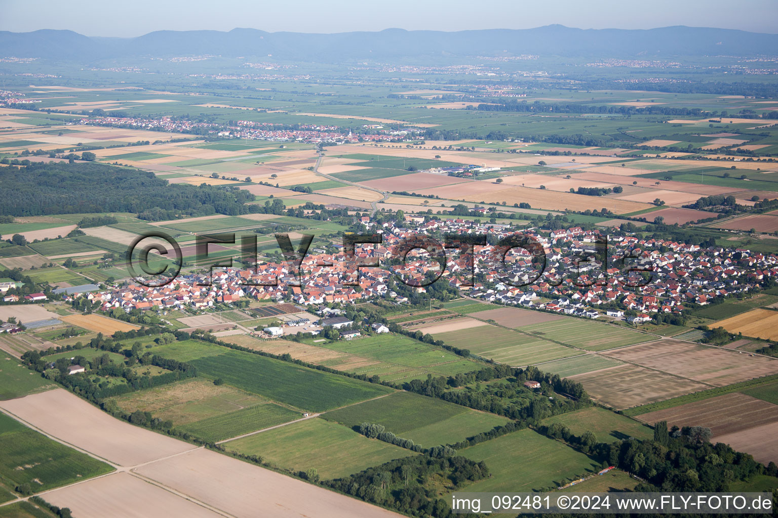 Aerial photograpy of Zeiskam in the state Rhineland-Palatinate, Germany