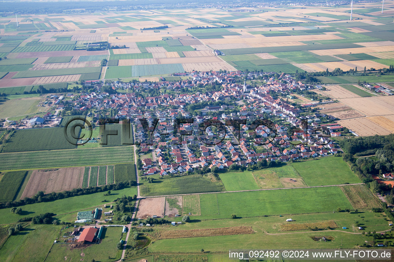 District Ottersheim in Ottersheim bei Landau in the state Rhineland-Palatinate, Germany from the drone perspective