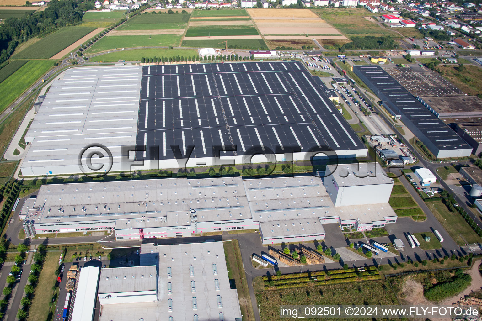 Industrial Estate in Offenbach an der Queich in the state Rhineland-Palatinate, Germany viewn from the air