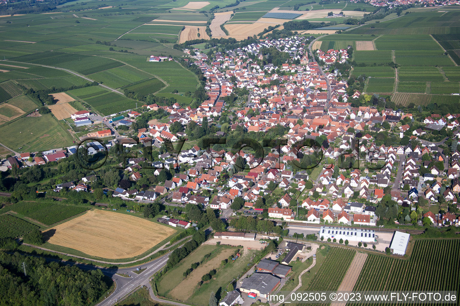 Drone image of Insheim in the state Rhineland-Palatinate, Germany
