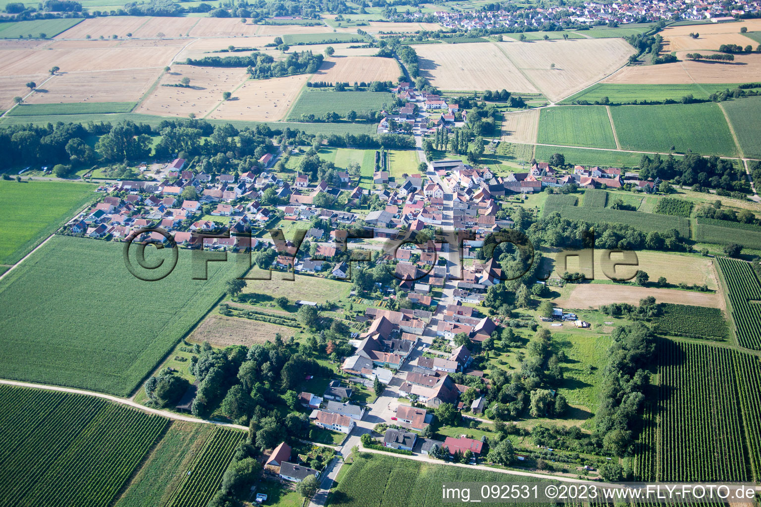 Aerial view of Niederotterbach in the state Rhineland-Palatinate, Germany
