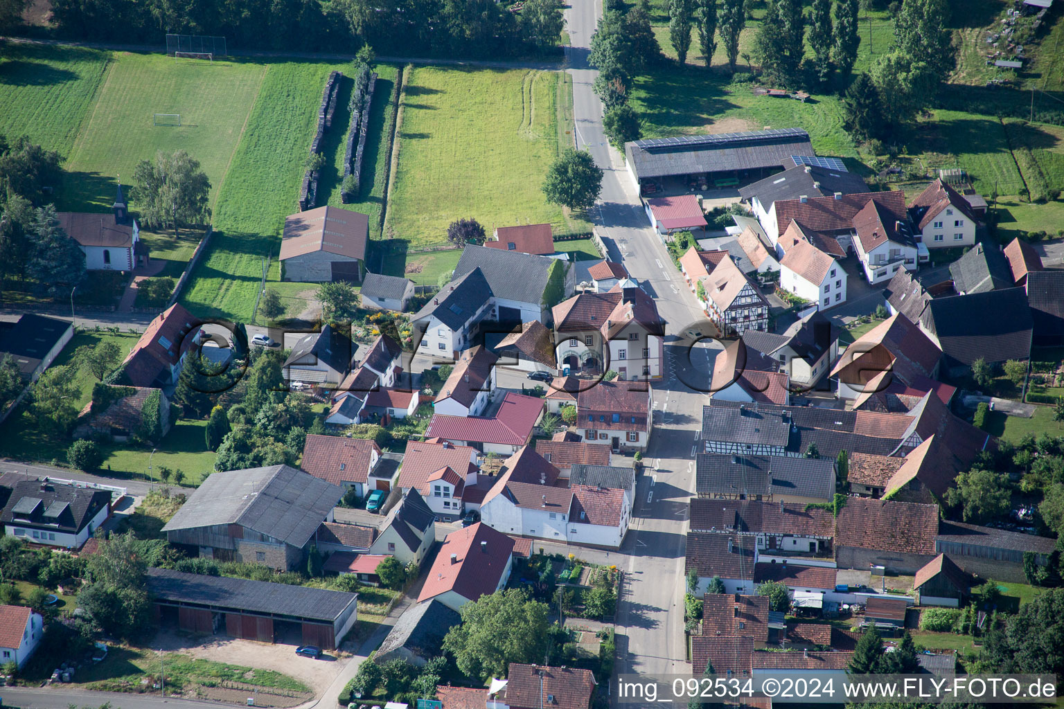 Oblique view of District Kleinsteinfeld in Niederotterbach in the state Rhineland-Palatinate, Germany