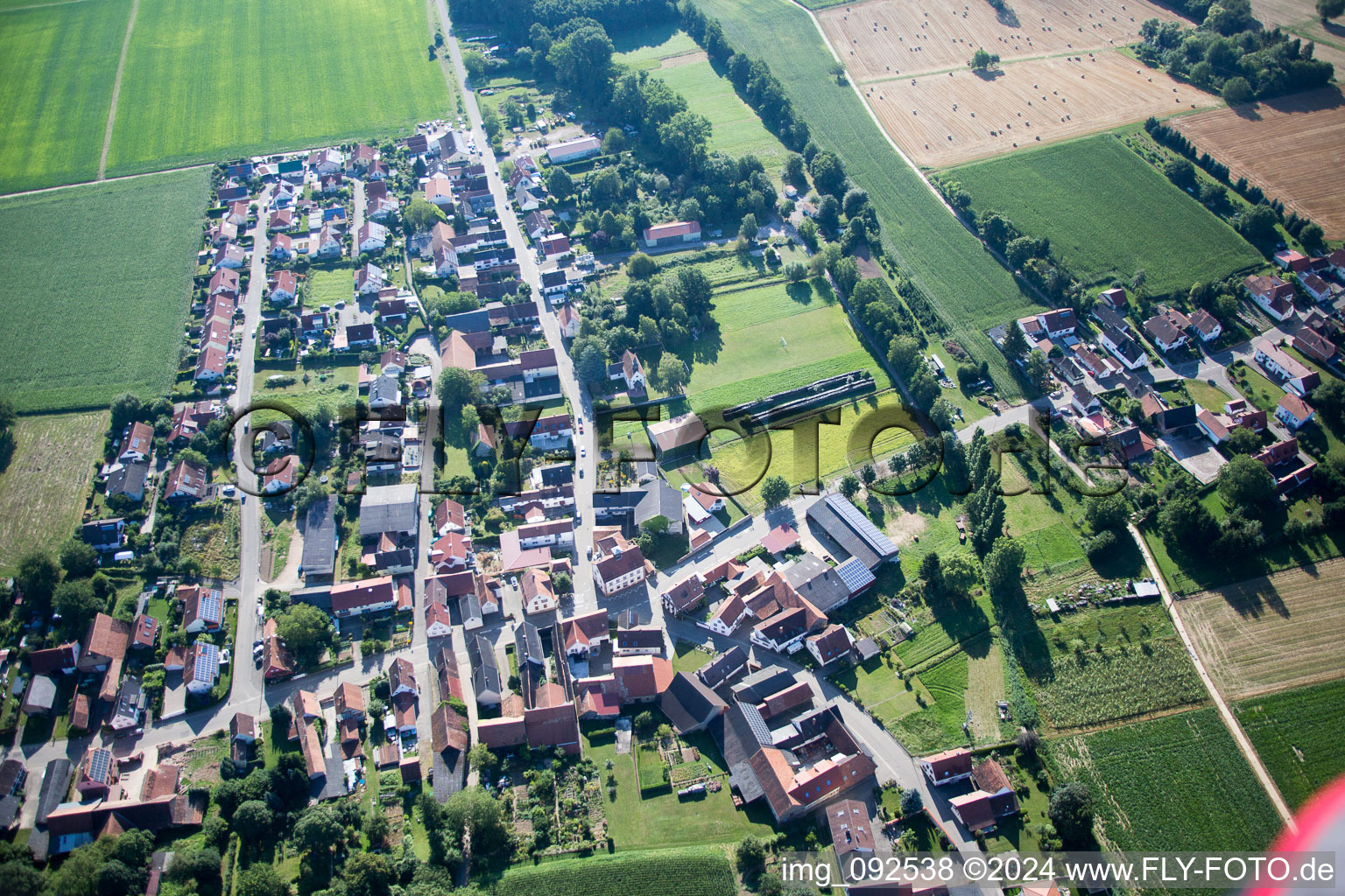 District Kleinsteinfeld in Niederotterbach in the state Rhineland-Palatinate, Germany seen from above