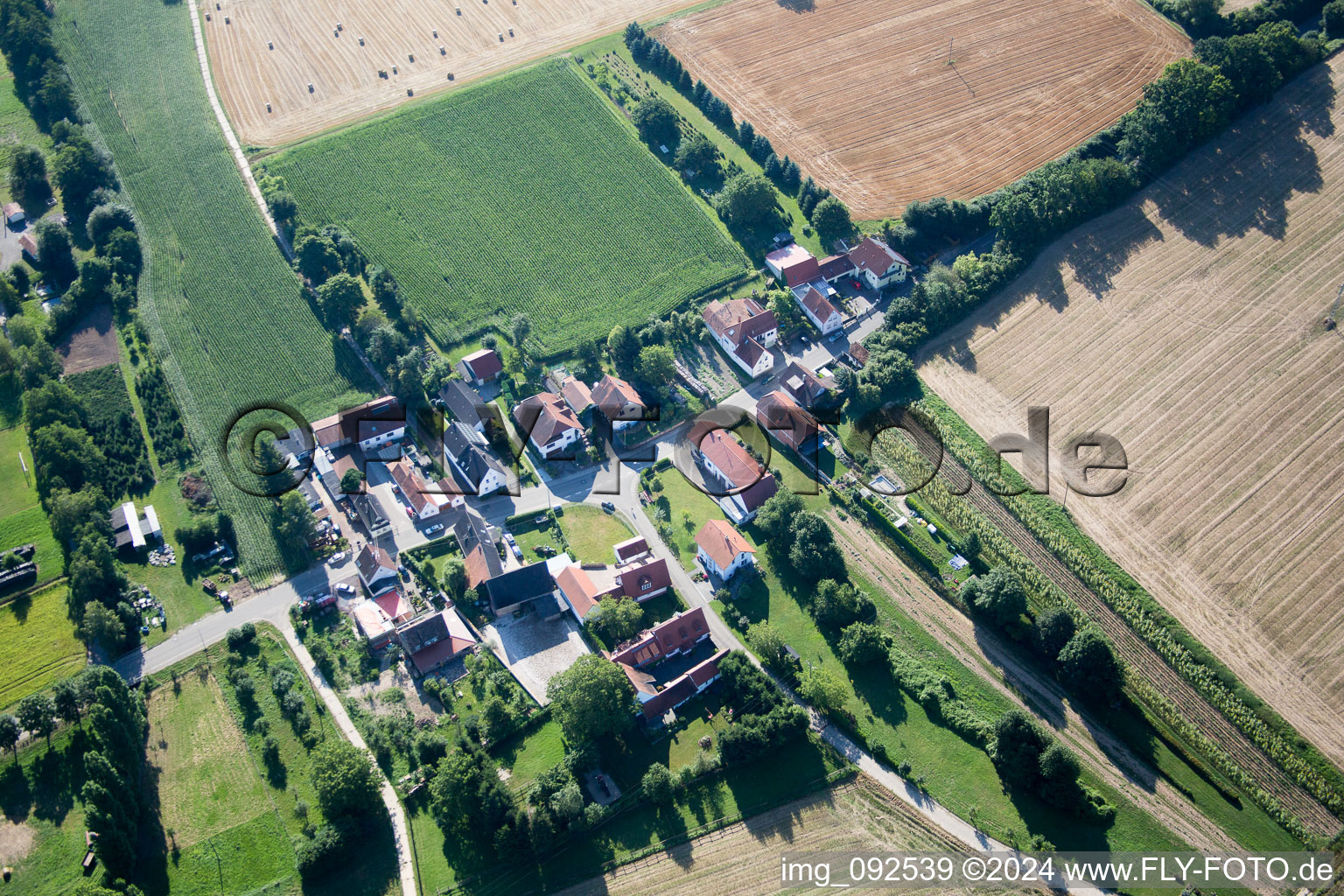 District Kleinsteinfeld in Niederotterbach in the state Rhineland-Palatinate, Germany from the plane