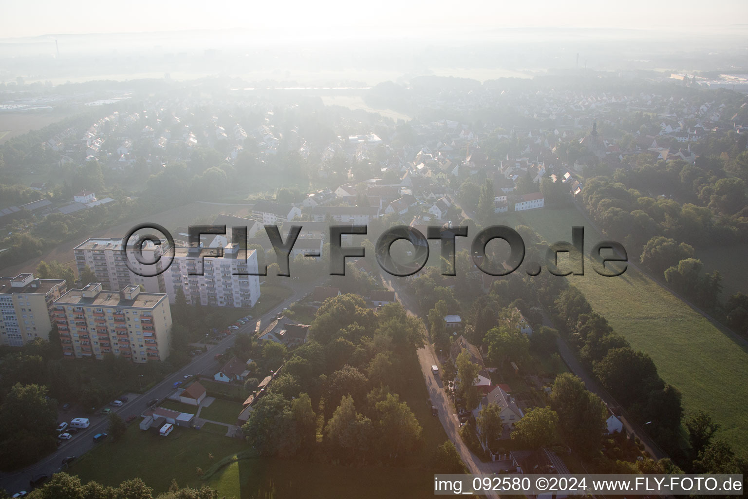 Aerial view of Frauenaurach in the state Bavaria, Germany